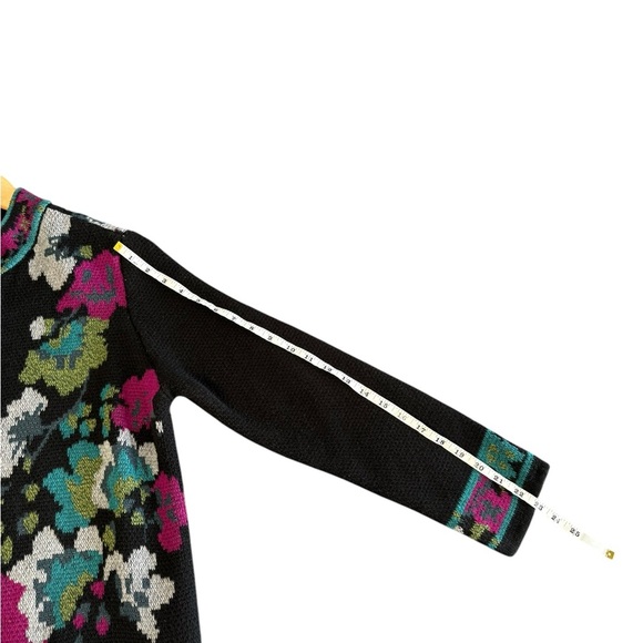 J. Jill Black Floral Jacquard Long Sweater Duster Coat Cardigan Medium - Picture 10 of 16